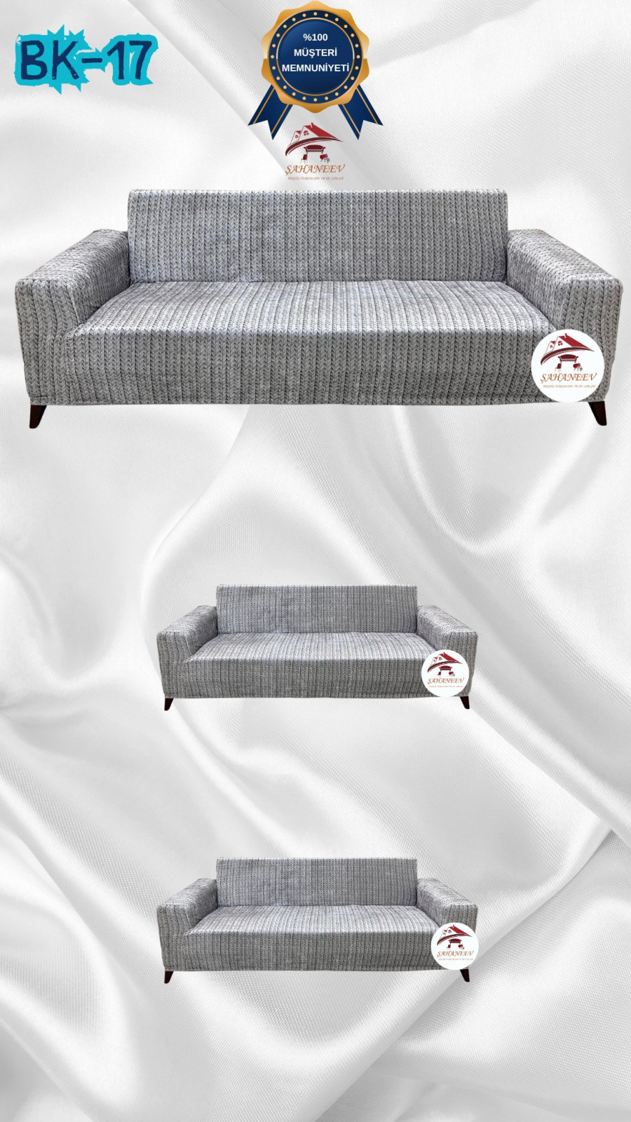 Desenli Baskılı Kadife Giydirme Koltuk Kılıfı - Elastik Esnek Koltuk Takımı Koruyucu Set Model BK-17 Renk 3+2+2 (3 Parça Set)