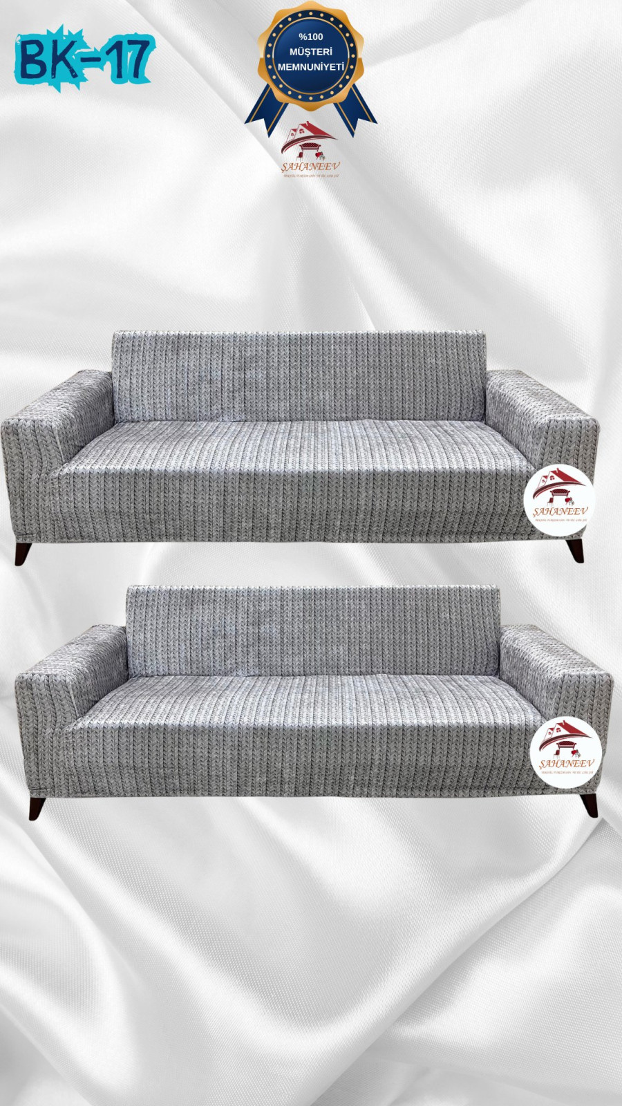 Desenli Baskılı Kadife Giydirme Koltuk Kılıfı - Elastik Esnek Koltuk Takımı Koruyucu Set Model BK-17 Renk 3+3 (2 Parça Set) Özel Ölçü