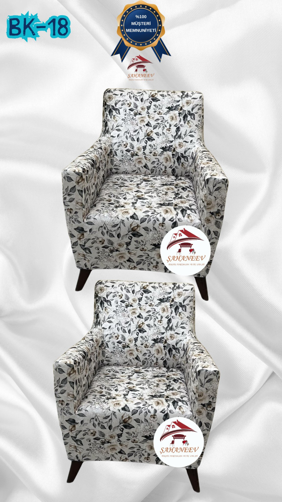 Desenli Baskılı Kadife Giydirme Koltuk Kılıfı - Elastik Esnek Koltuk Takımı Koruyucu Set Model BK-18 Renk 1+1 (2 Parça Set)