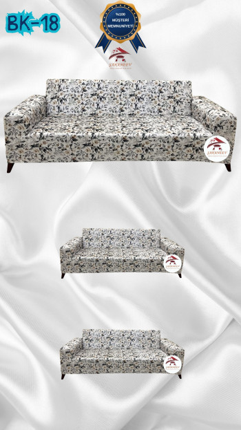 Patterned Printed Velvet Dressing Sofa Cover - Elastic Flexible Sofa Set Protector Set Model BK-18 Color 3+2+2 (3 Piece Set)