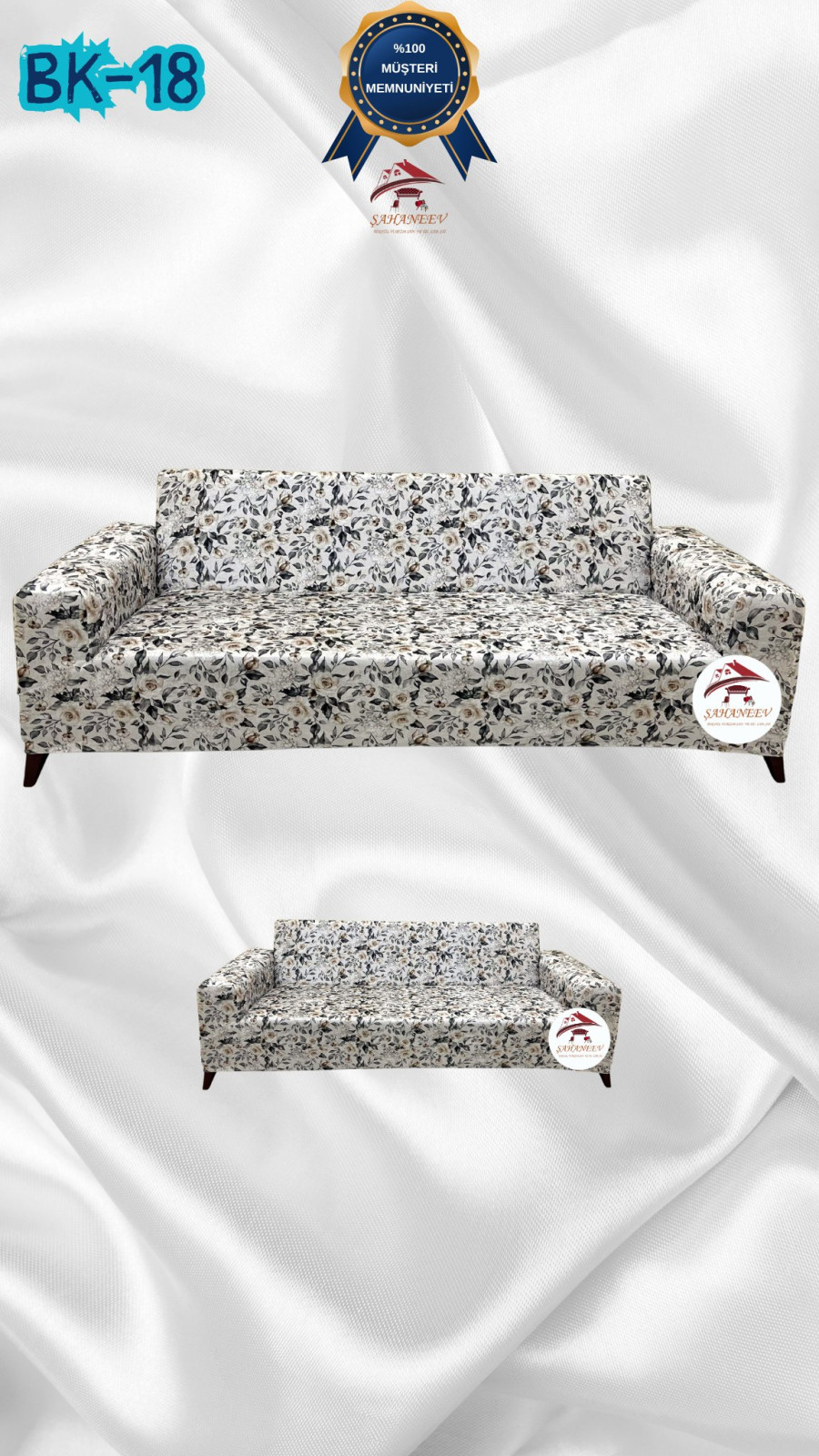 Desenli Baskılı Kadife Giydirme Koltuk Kılıfı - Elastik Esnek Koltuk Takımı Koruyucu Set Model BK-18 Renk 3+2 (2 Parça Set) Özel Ölçü