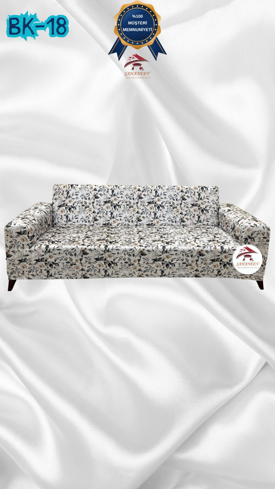 Desenli Baskılı Kadife Giydirme Koltuk Kılıfı - Elastik Esnek Koltuk Takımı Koruyucu Set Model BK-18 Renk 3'lü Set (1 Parça)