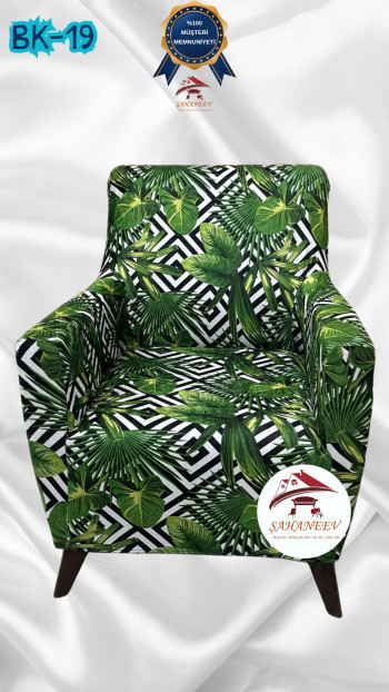 Patterned Printed Velvet Dressing Sofa Cover - Elastic Flexible Sofa Set Protector Set Model BK-19 Color Single (1 Piece)