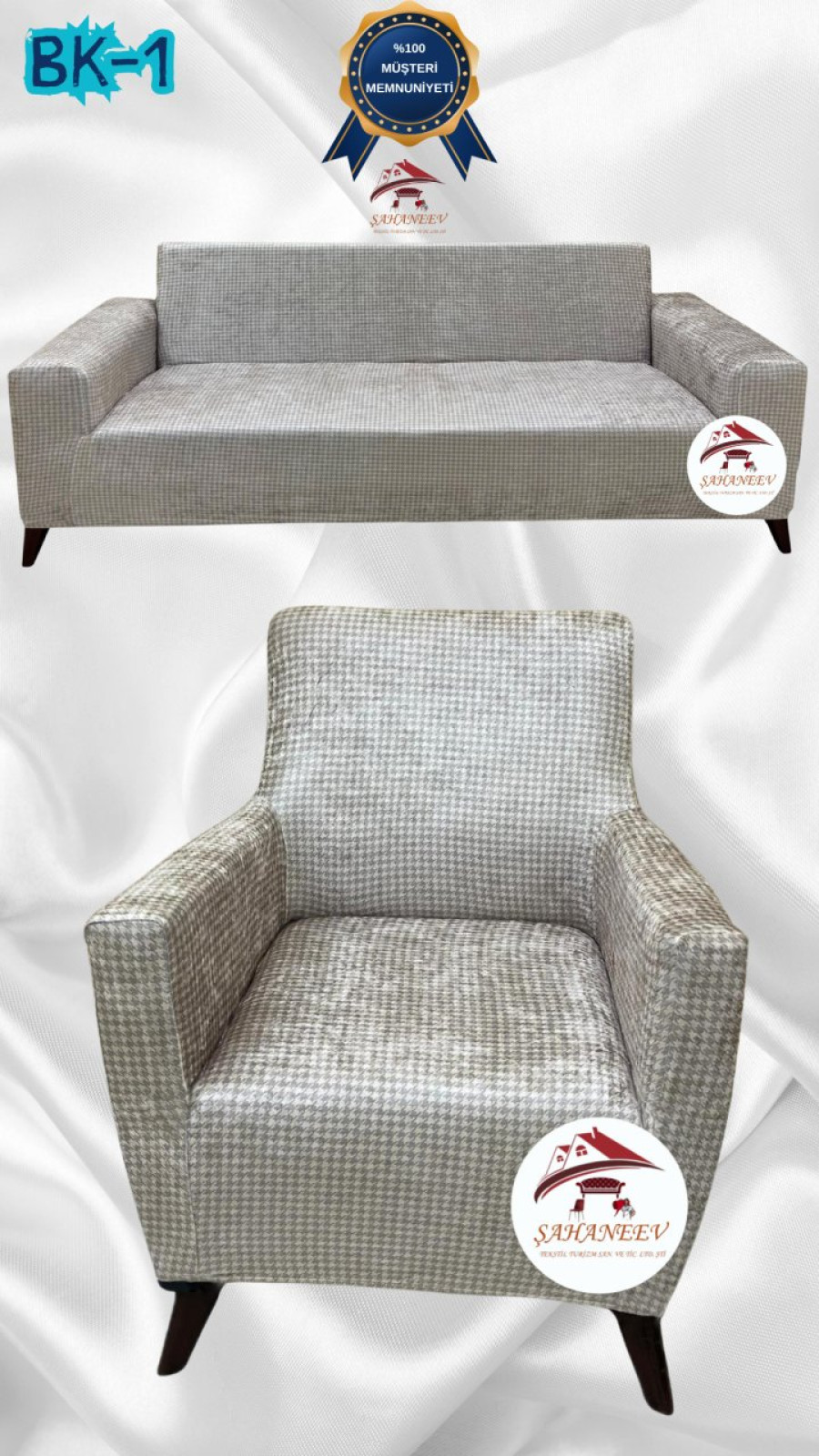 Desenli Baskılı Kadife Giydirme Koltuk Kılıfı - Elastik Esnek Koltuk Takımı Koruyucu Set Model BK-01 Renk 3+1 (2 Parça Set)