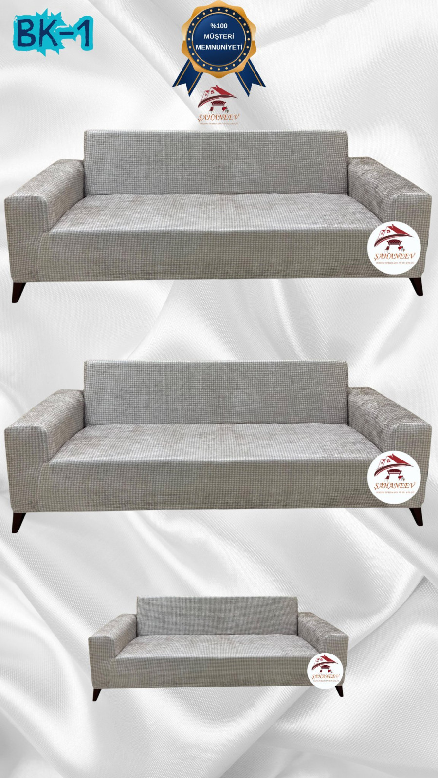 Desenli Baskılı Kadife Giydirme Koltuk Kılıfı - Elastik Esnek Koltuk Takımı Koruyucu Set Model BK-01 Renk 3+3+2 (3 Parça Set)