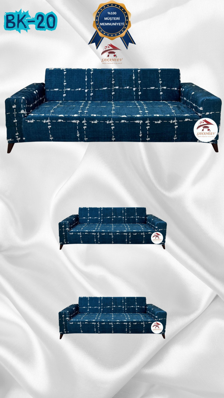 Desenli Baskılı Kadife Giydirme Koltuk Kılıfı - Elastik Esnek Koltuk Takımı Koruyucu Set Model BK-20 Renk 3+2+2 (3 Parça Set)