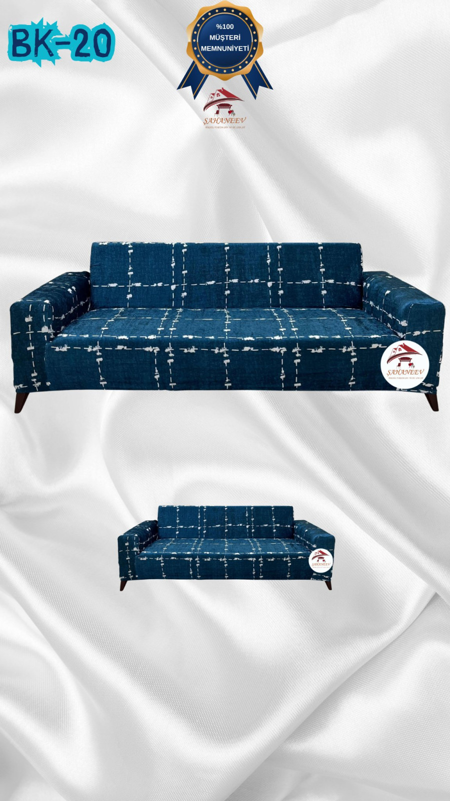 Patterned Printed Velvet Dressing Sofa Cover - Elastic Flexible Sofa Set Protector Set Model BK-20 Color 3+2 (2 Piece Set)