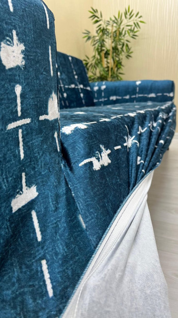 Patterned Printed Velvet Dressing Sofa Cover - Elastic Flexible Sofa Set Protector Set Model BK-20 Color 3+3+1 (3 Piece Set)