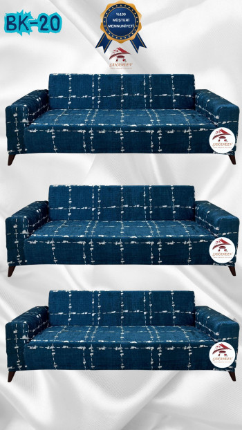 Patterned Printed Velvet Dressing Sofa Cover - Elastic Flexible Sofa Set Protector Set Model BK-20 Color 3+3+3 (3 Piece Set) Custom Size