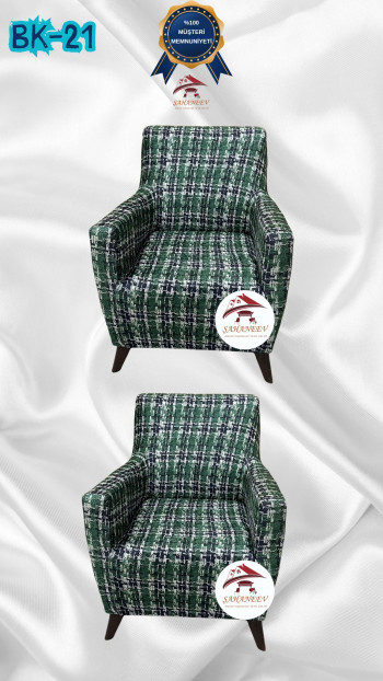 Patterned Printed Velvet Dressing Sofa Cover - Elastic Flexible Sofa Set Protector Set Model BK-21 Color 1+1 (2 Piece Set)