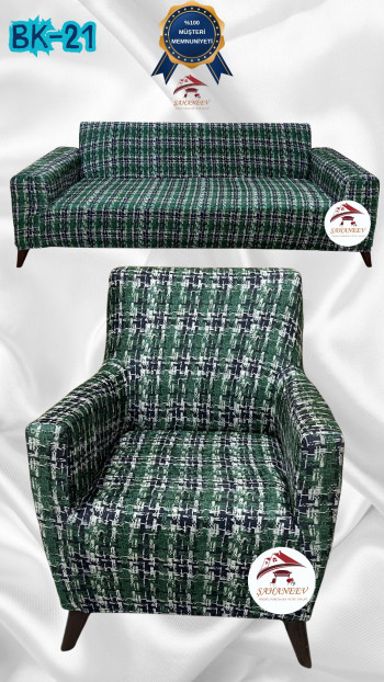 Patterned Printed Velvet Dressing Sofa Cover - Elastic Flexible Sofa Set Protector Set Model BK-21 Color 3+1 (2 Piece Set)