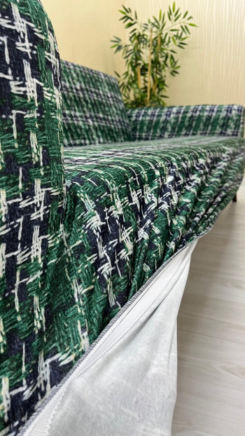 Patterned Printed Velvet Dressing Sofa Cover - Elastic Flexible Sofa Set Protector Set Model BK-21 Color 3+2+1 (3 Piece Set)