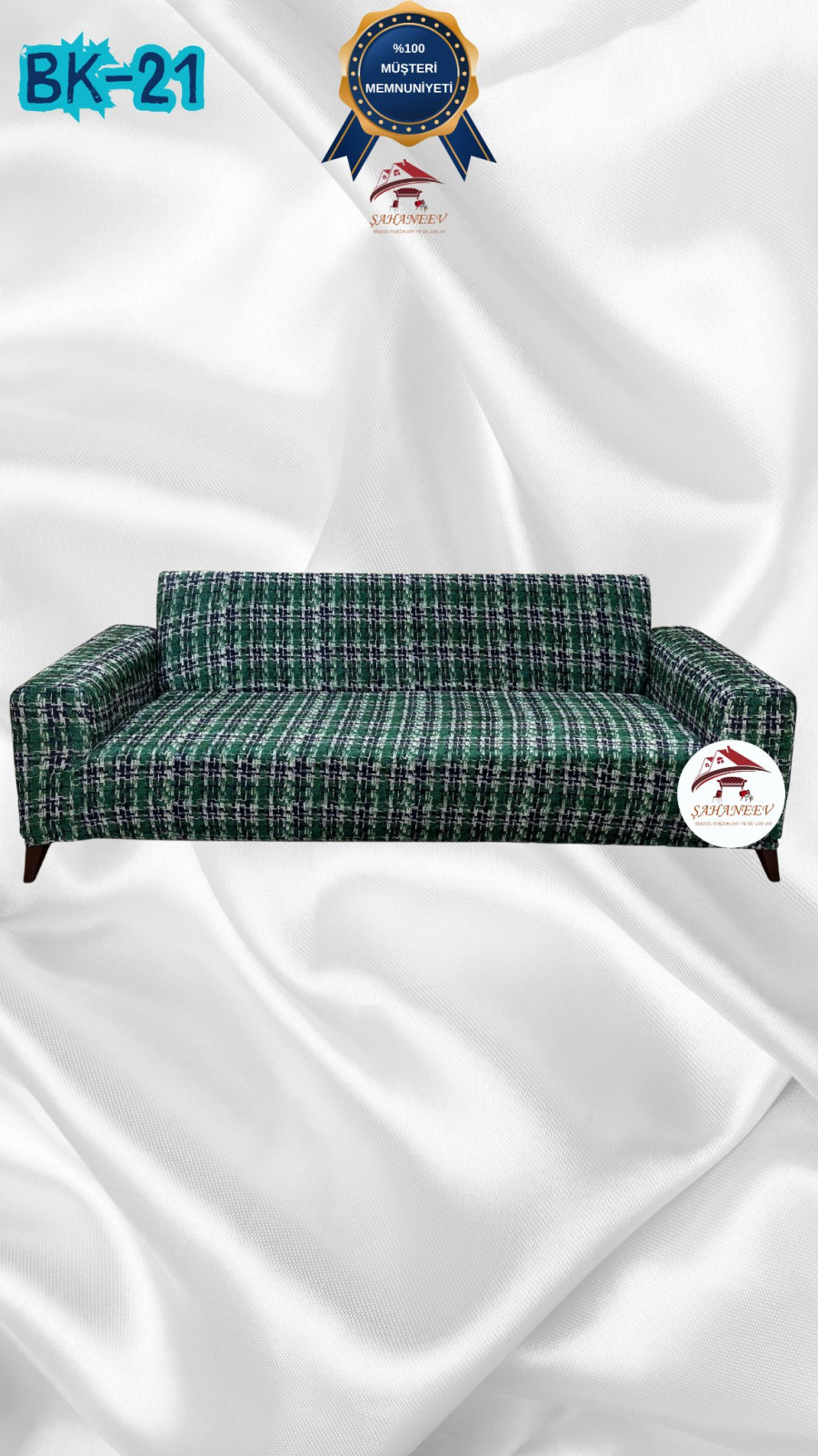 Patterned Printed Velvet Dressing Sofa Cover - Elastic Flexible Sofa Set Protector Set Model BK-21 Color 3-Seater Set (1 Piece)