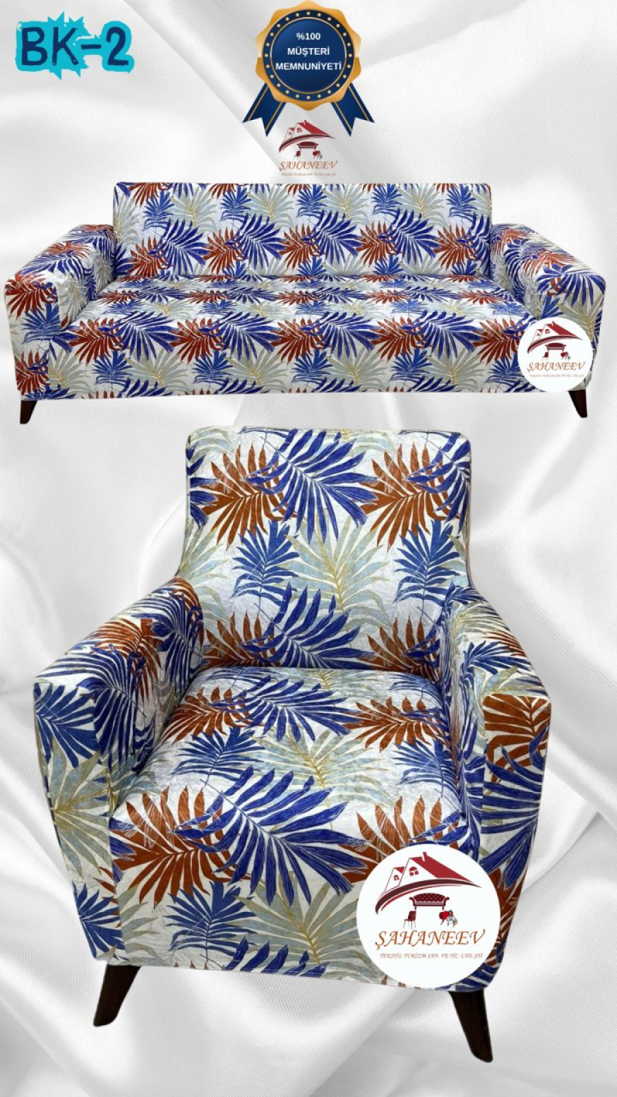 Desenli Baskılı Kadife Giydirme Koltuk Kılıfı - Elastik Esnek Koltuk Takımı Koruyucu Set Model BK-02 Renk 3+1 (2 Parça Set) Özel Ölçü