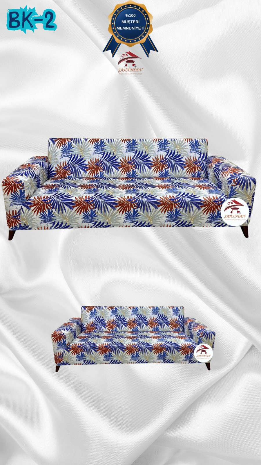 Desenli Baskılı Kadife Giydirme Koltuk Kılıfı - Elastik Esnek Koltuk Takımı Koruyucu Set Model BK-02 Renk 3+2 (2 Parça Set) Özel Ölçü