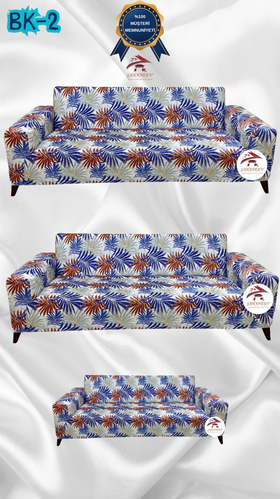 Desenli Baskılı Kadife Giydirme Koltuk Kılıfı - Elastik Esnek Koltuk Takımı Koruyucu Set Model BK-02 Renk 3+3+2 (3 Parça Set) Özel Ölçü