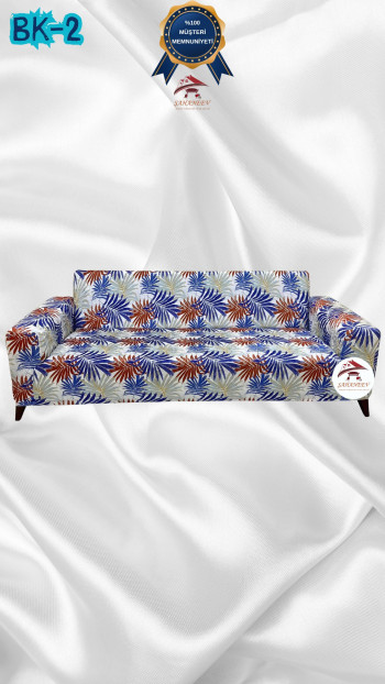 Desenli Baskılı Kadife Giydirme Koltuk Kılıfı - Elastik Esnek Koltuk Takımı Koruyucu Set Model BK-02 Renk 3'lü Set (1 Parça)