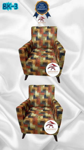 Desenli Baskılı Kadife Giydirme Koltuk Kılıfı - Elastik Esnek Koltuk Takımı Koruyucu Set Model BK-03 Renk 1+1 (2 Parça Set)