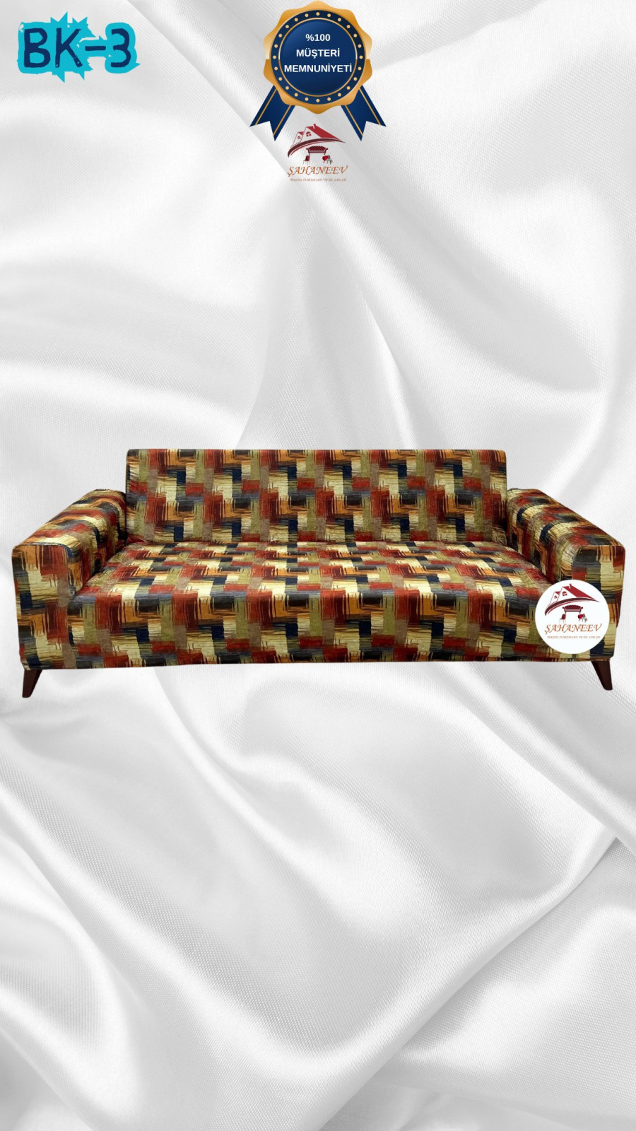 Desenli Baskılı Kadife Giydirme Koltuk Kılıfı - Elastik Esnek Koltuk Takımı Koruyucu Set Model BK-03 Renk 3'lü Set (1 Parça) Özel Ölçü