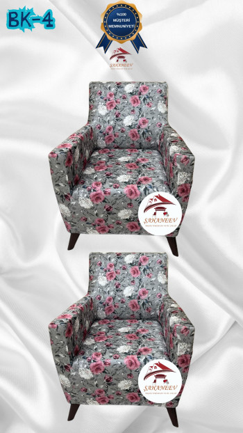 Desenli Baskılı Kadife Giydirme Koltuk Kılıfı - Elastik Esnek Koltuk Takımı Koruyucu Set Model BK-04 Renk 1+1 (2 Parça Set)