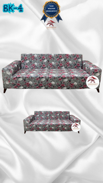 Desenli Baskılı Kadife Giydirme Koltuk Kılıfı - Elastik Esnek Koltuk Takımı Koruyucu Set Model BK-04 Renk 3+2 (2 Parça Set)