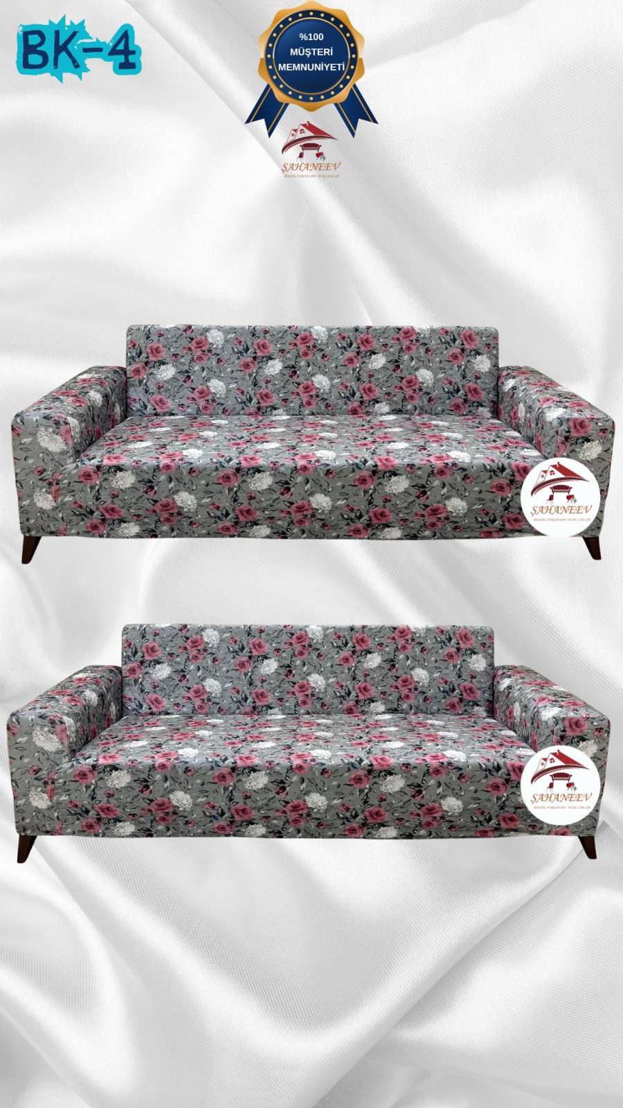Desenli Baskılı Kadife Giydirme Koltuk Kılıfı - Elastik Esnek Koltuk Takımı Koruyucu Set Model BK-04 Renk 3+3 (2 Parça Set) Özel Ölçü