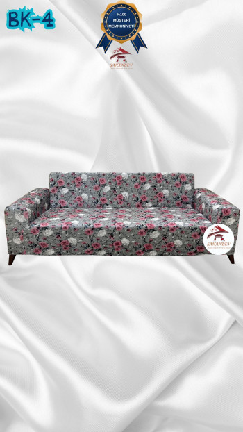 Desenli Baskılı Kadife Giydirme Koltuk Kılıfı - Elastik Esnek Koltuk Takımı Koruyucu Set Model BK-04 Renk 3'lü Set (1 Parça)