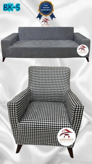 Desenli Baskılı Kadife Giydirme Koltuk Kılıfı - Elastik Esnek Koltuk Takımı Koruyucu Set Model BK-05 Renk 3+1 (2 Parça Set)