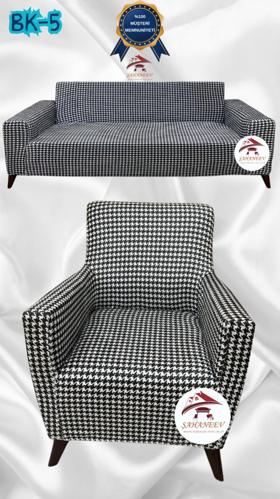 Desenli Baskılı Kadife Giydirme Koltuk Kılıfı - Elastik Esnek Koltuk Takımı Koruyucu Set Model BK-05 Renk 3+1 (2 Parça Set)