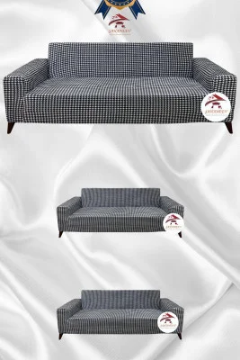 Desenli Baskılı Kadife Giydirme Koltuk Kılıfı - Elastik Esnek Koltuk Takımı Koruyucu Set Model BK-05 Renk 3+2+2 (3 Parça Set)