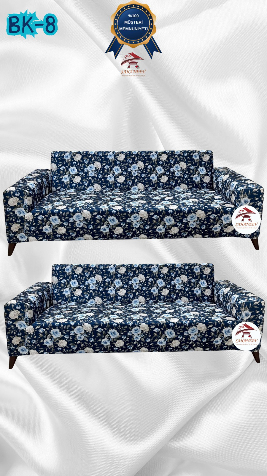 Desenli Baskılı Kadife Giydirme Koltuk Kılıfı - Elastik Esnek Koltuk Takımı Koruyucu Set Model BK-08 Renk 3+3 (2 Parça Set)