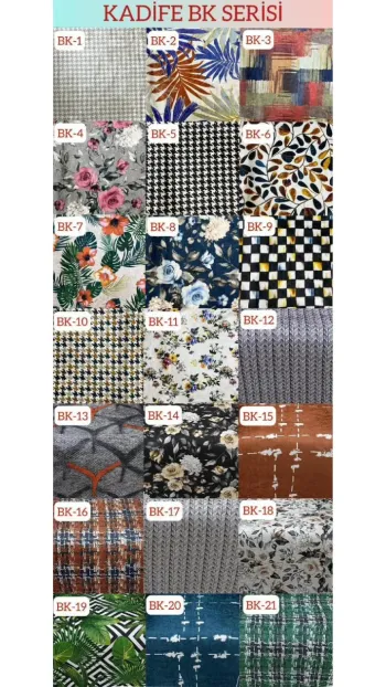 Patterned Printed Velvet Dressing Sofa Cover - Elastic Flexible Sofa Set Protector Set Model BK-04 Color 3+2+2 (3 Piece Set)