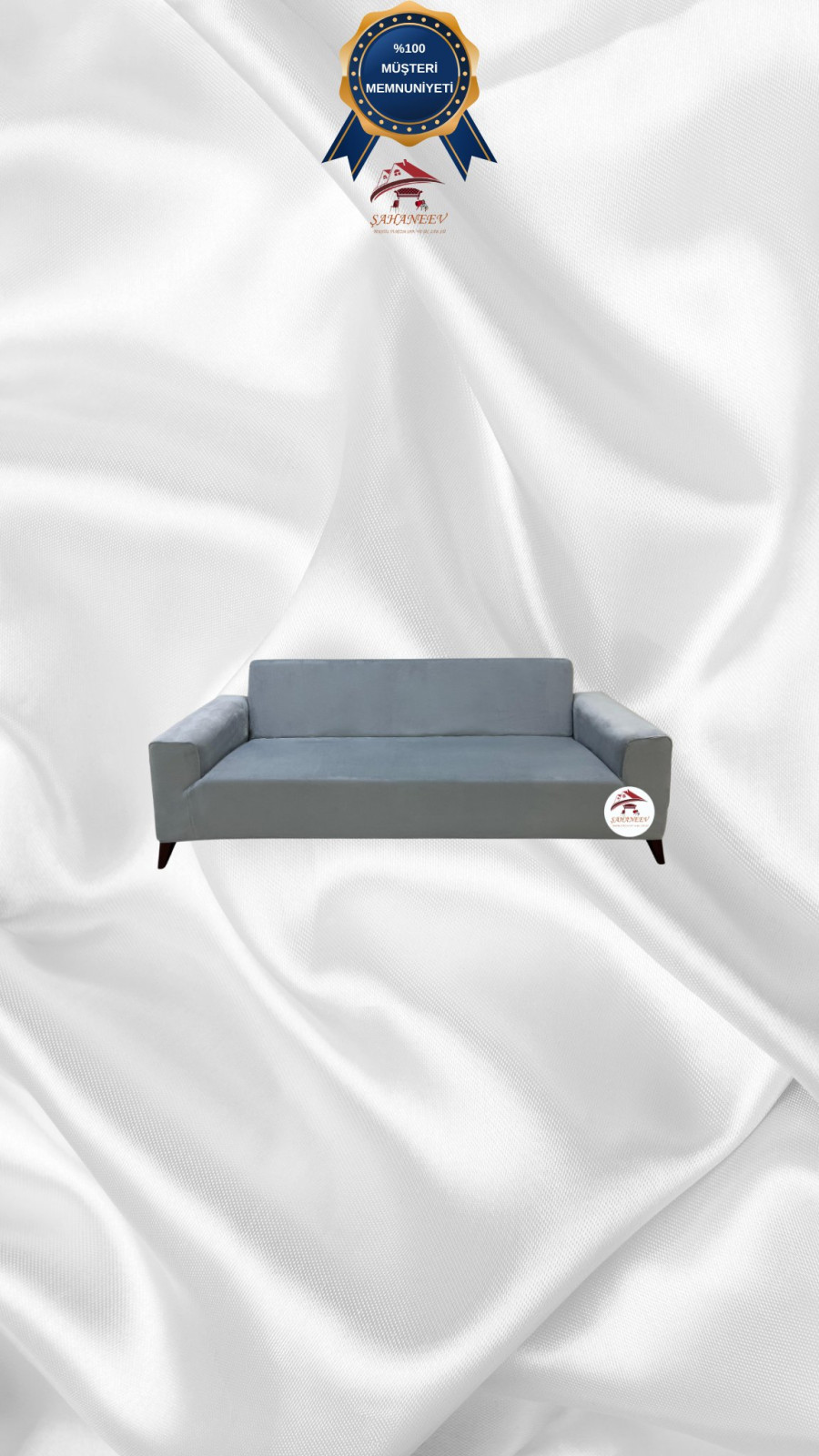 İtalyan Süet Kumaş Elastik Esnek Koruyucu Giydirme Koltuk Örtüsü Açık Gri Renk 2'li Set (1 Parça)