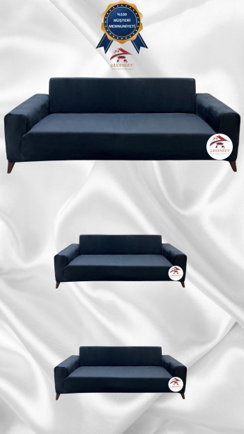 Italian Suede Fabric Elastic Flexible Protective Cover Sofa Cover Anthracite Color 3+2+2 (3 Piece Set)