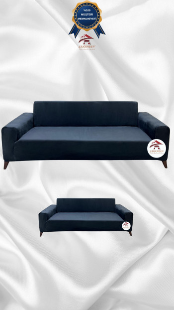 Italian Suede Fabric Elastic Flexible Protective Cover Sofa Cover Anthracite Color 3+2 (2 Piece Set)