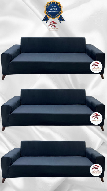 Italian Suede Fabric Elastic Flexible Protective Cover Sofa Cover Anthracite Color 3+3+3 (3 Piece Set)