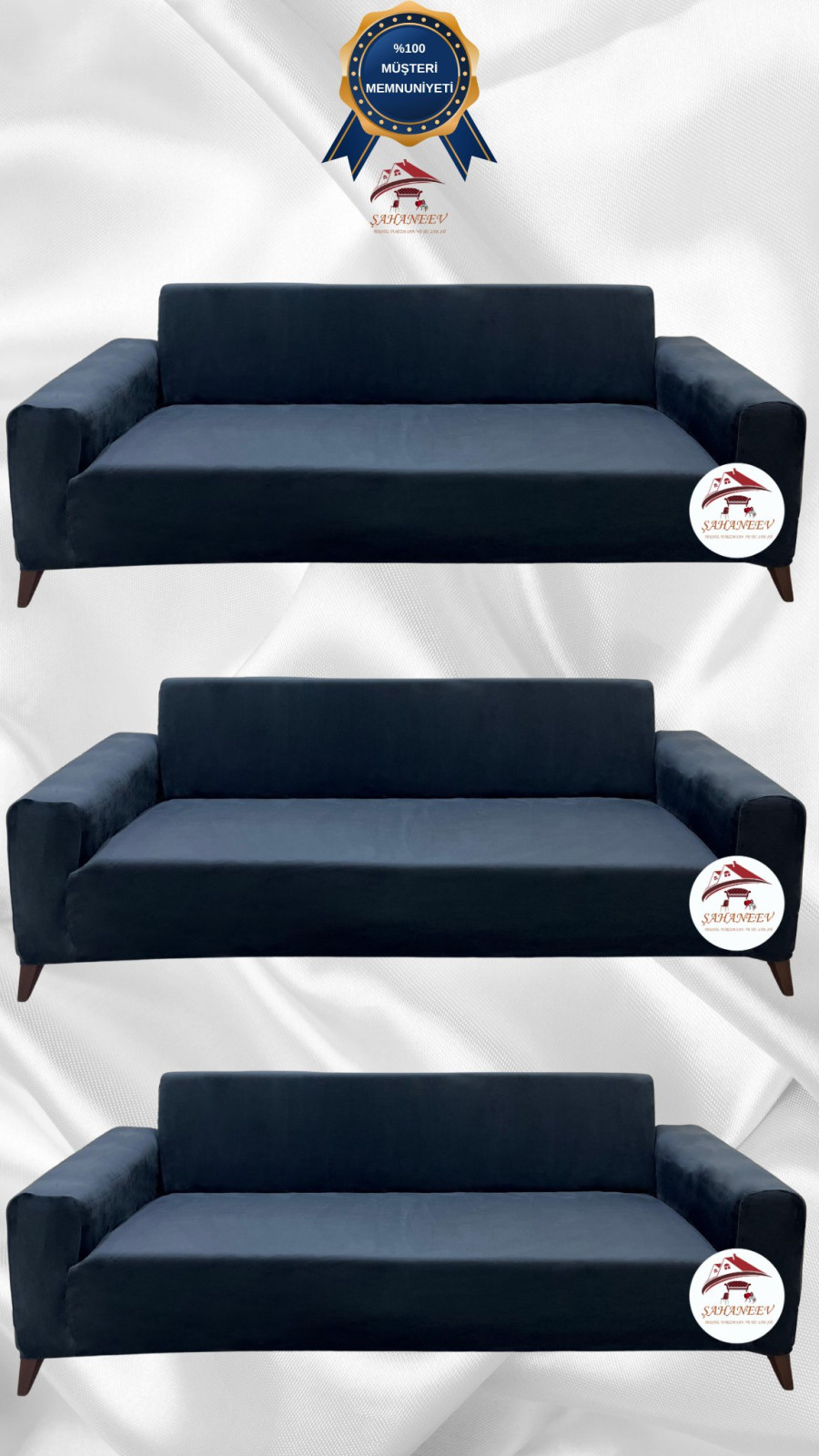 İtalyan Süet Kumaş Elastik Esnek Koruyucu Giydirme Koltuk Örtüsü Antrasit Renk 3+3+3 (3 Parça Set)