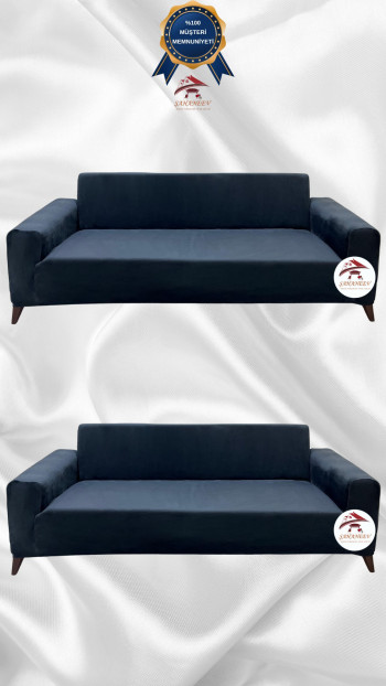 İtalyan Süet Kumaş Elastik Esnek Koruyucu Giydirme Koltuk Örtüsü Antrasit Renk 3+3 (2 Parça Set)