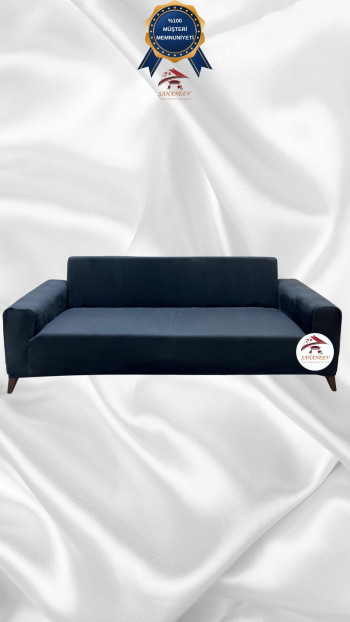 Italian Suede Fabric Elastic Flexible Protective Cover Sofa Cover Anthracite Color 3-Seater Set (1 Piece)