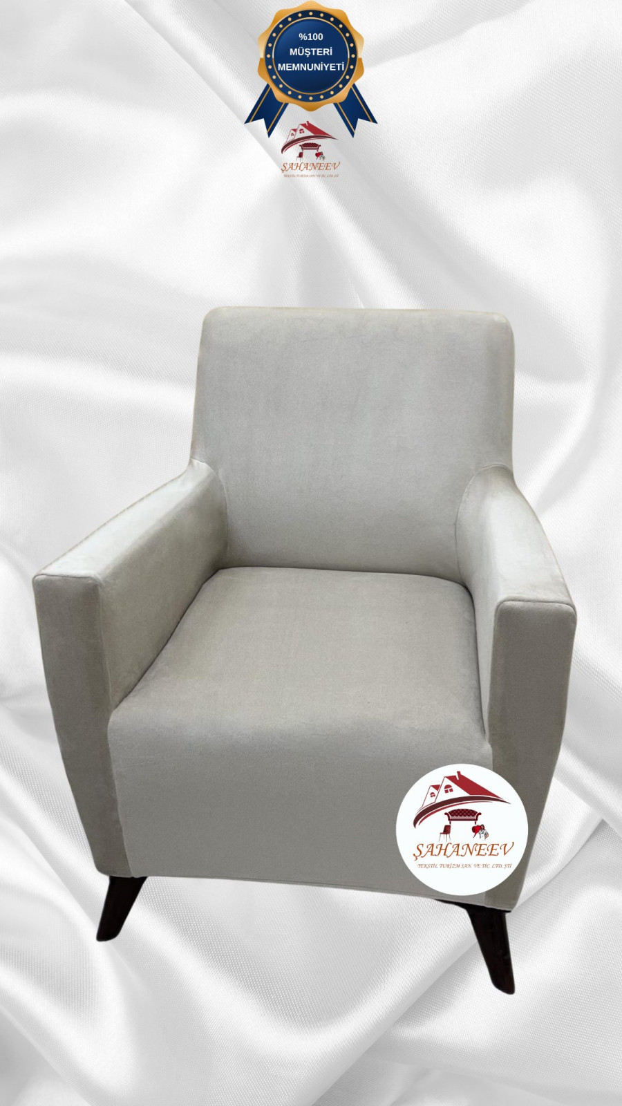 İtalyan Süet Kumaş Elastik Esnek Koruyucu Giydirme Koltuk Örtüsü Bej Renk Tekli (1 Parça)