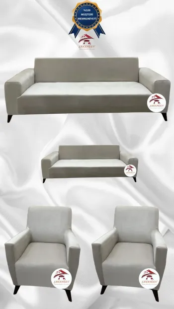 Italian Suede Fabric Elastic Flexible Protective Cover Sofa Cover Beige Color 3+2+1+1 (4 Piece Set)