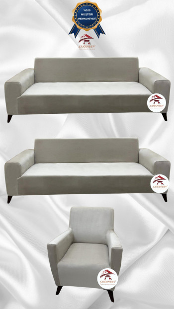 Italian Suede Fabric Elastic Flexible Protective Cover Sofa Cover Beige Color 3+3+1 (3 Piece Set)
