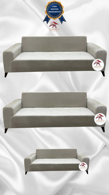 Italian Suede Fabric Elastic Flexible Protective Cover Sofa Cover Beige Color 3+3+2 (3 Piece Set)