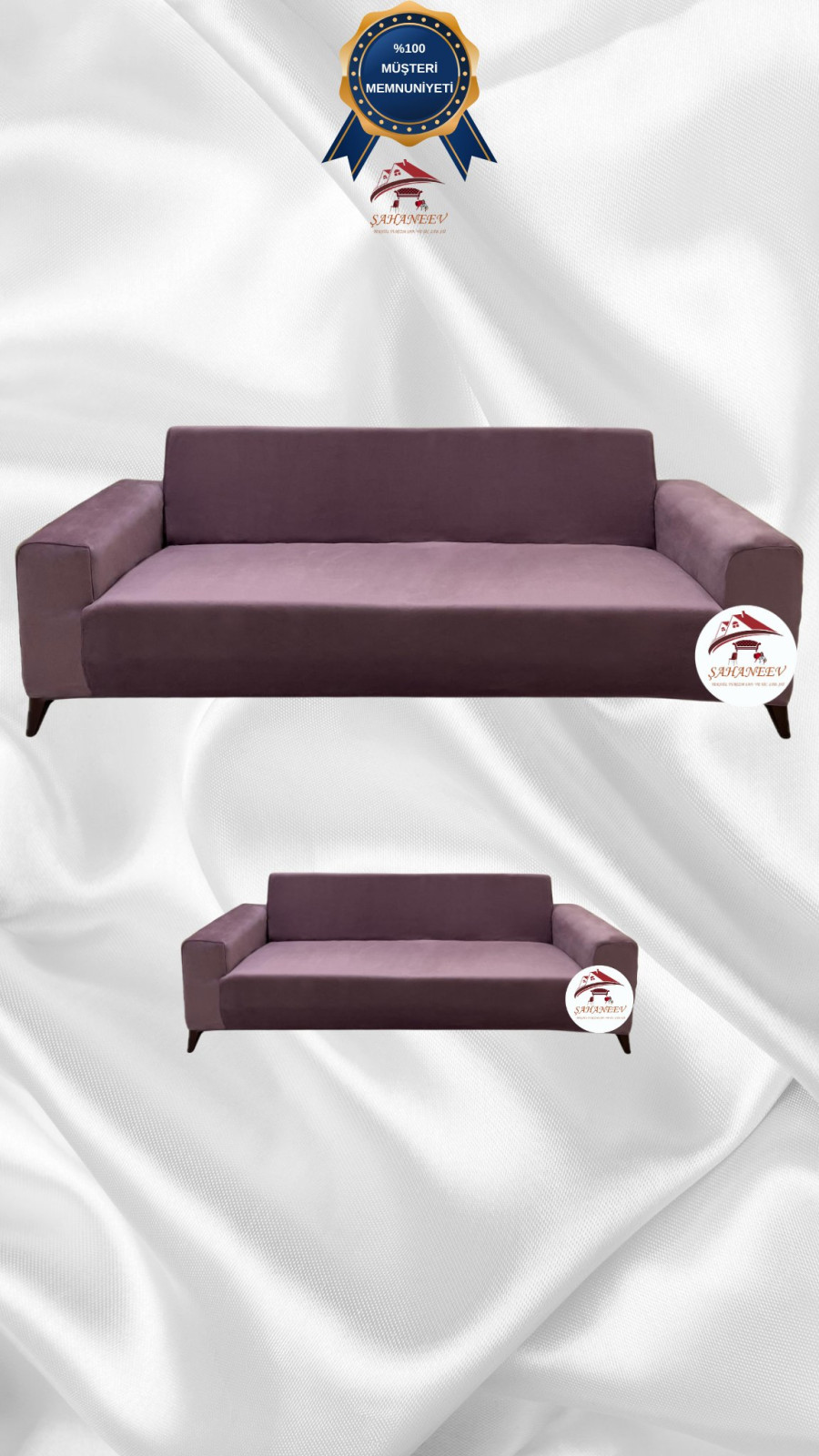 İtalyan Süet Kumaş Elastik Esnek Koruyucu Giydirme Koltuk Örtüsü Gülkurusu Renk 3+2 (2 Parça Set) Özel Ölçü