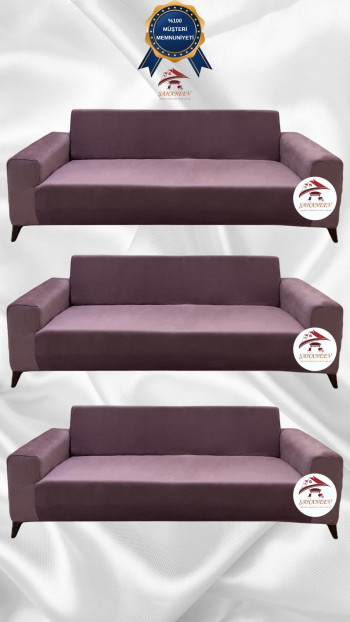 İtalyan Süet Kumaş Elastik Esnek Koruyucu Giydirme Koltuk Örtüsü Gülkurusu Renk 3+3+3 (3 Parça Set)