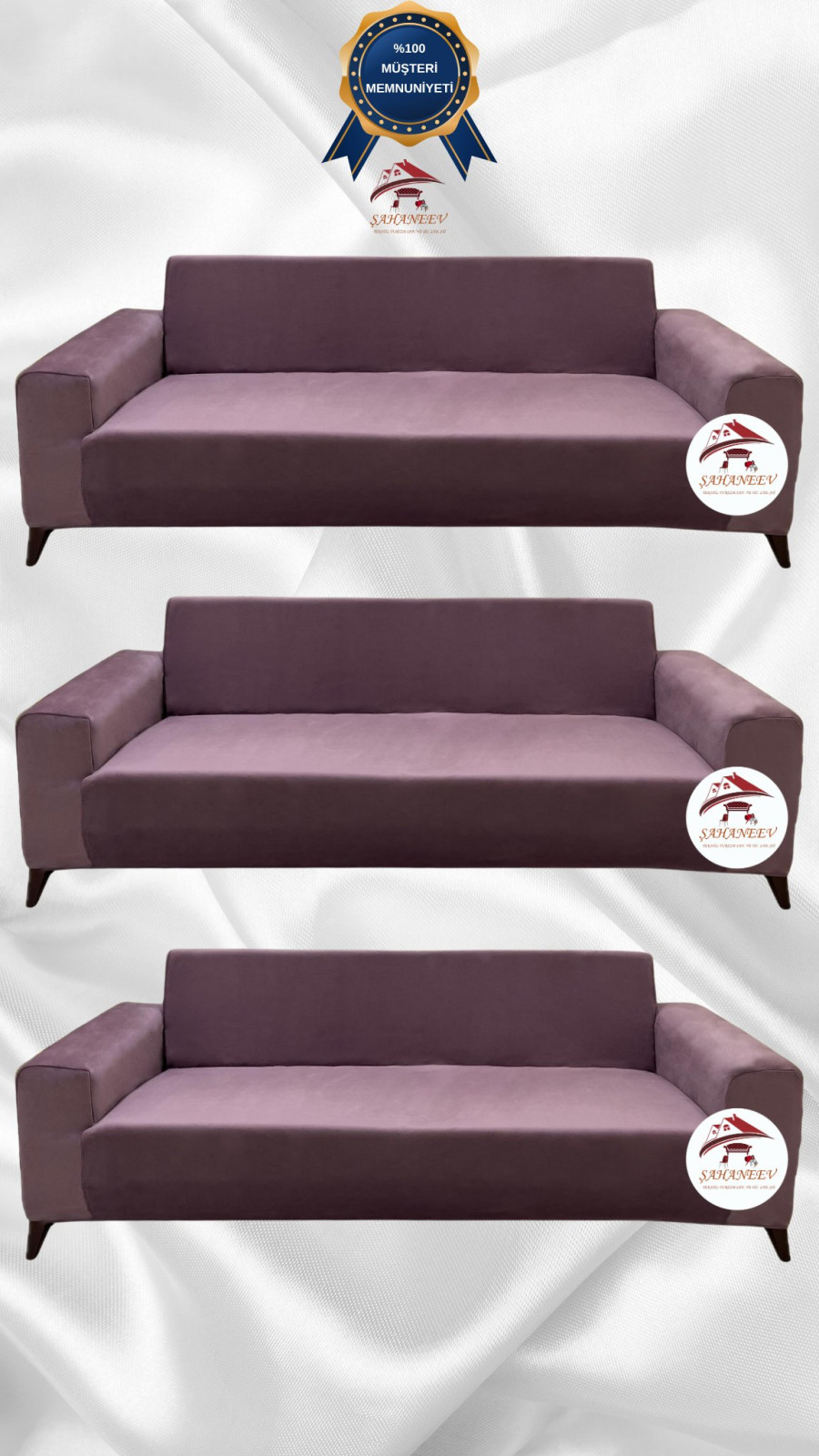 İtalyan Süet Kumaş Elastik Esnek Koruyucu Giydirme Koltuk Örtüsü Gülkurusu Renk 3+3+3 (3 Parça Set) Özel Ölçü