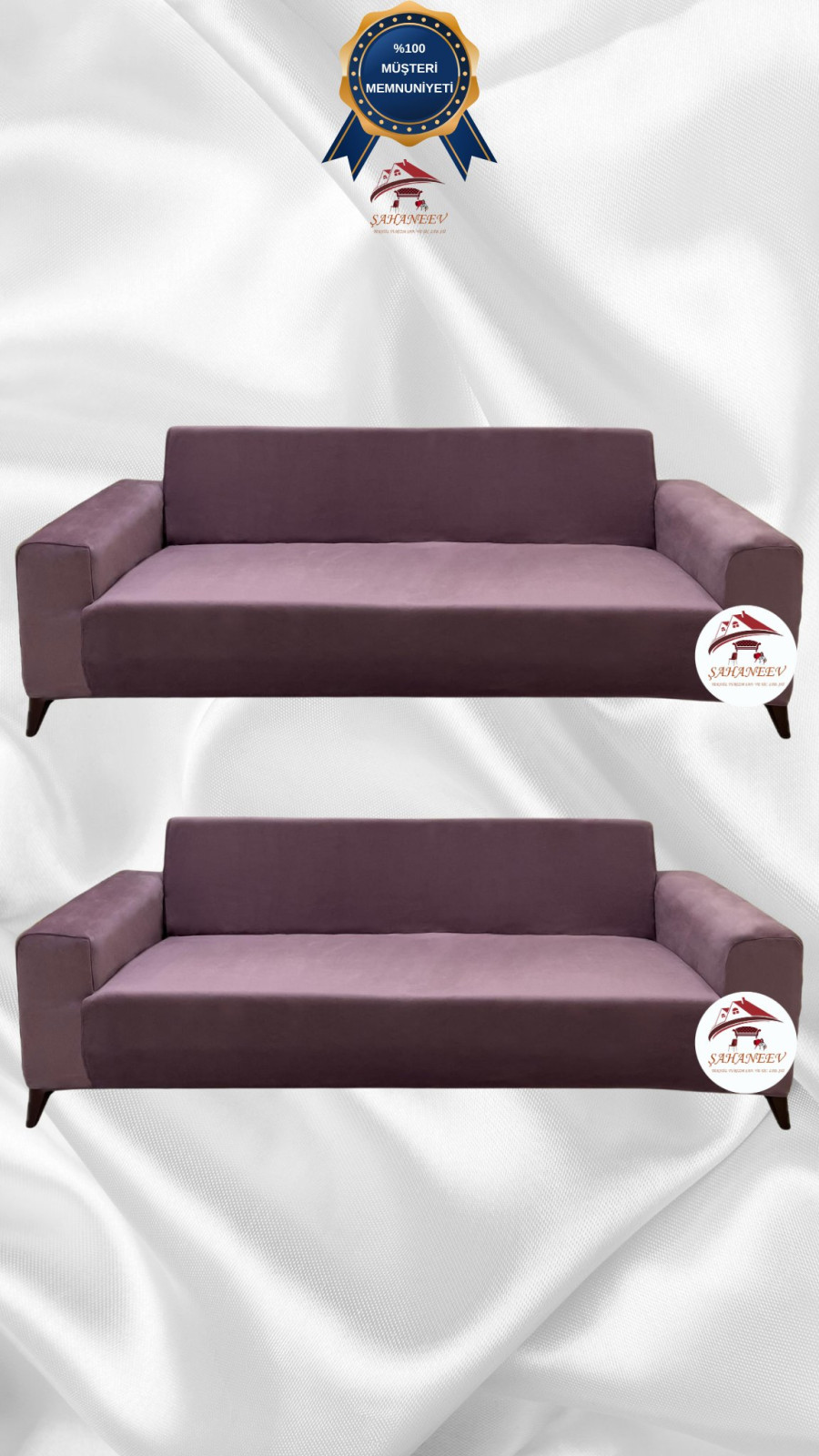 İtalyan Süet Kumaş Elastik Esnek Koruyucu Giydirme Koltuk Örtüsü Gülkurusu Renk 3+3 (2 Parça Set)