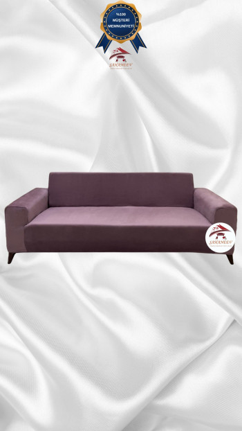 İtalyan Süet Kumaş Elastik Esnek Koruyucu Giydirme Koltuk Örtüsü Gülkurusu Renk 3'lü Set (1 Parça)