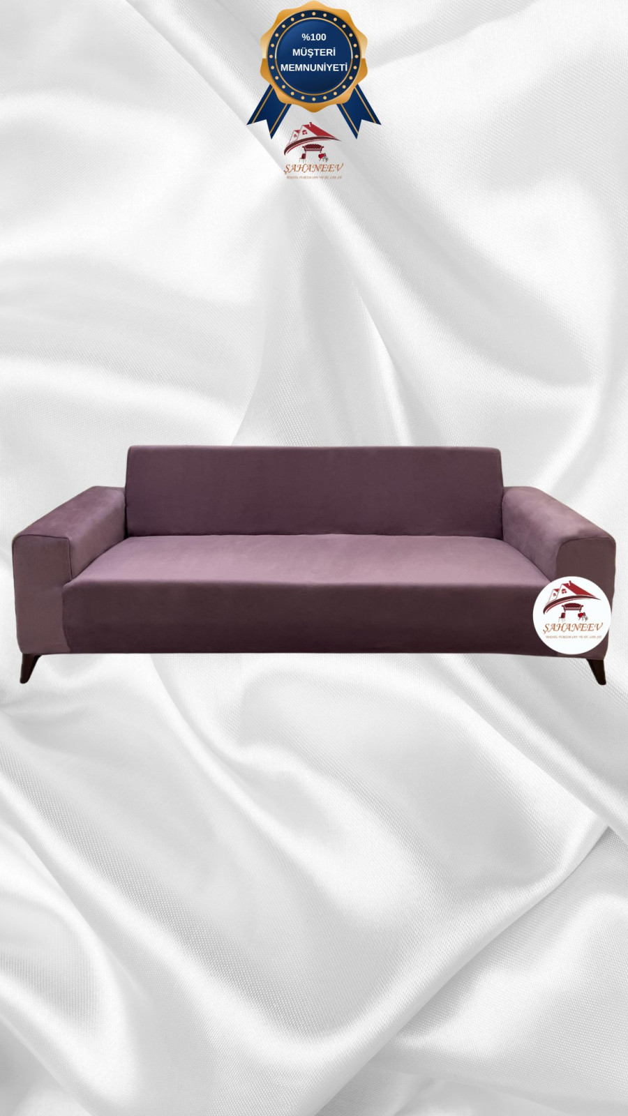 Italian Suede Fabric Elastic Flexible Protective Cover Sofa Cover Rose Color 3-Seater Set (1 Piece)