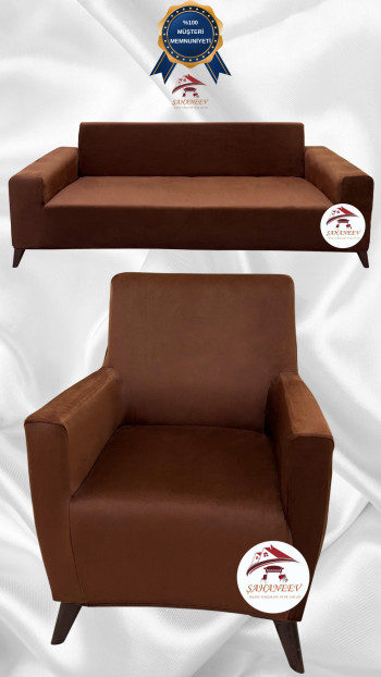 Italian Suede Fabric Elastic Flexible Protective Cover Sofa Cover Brown Color 3+1 (2 Piece Set)